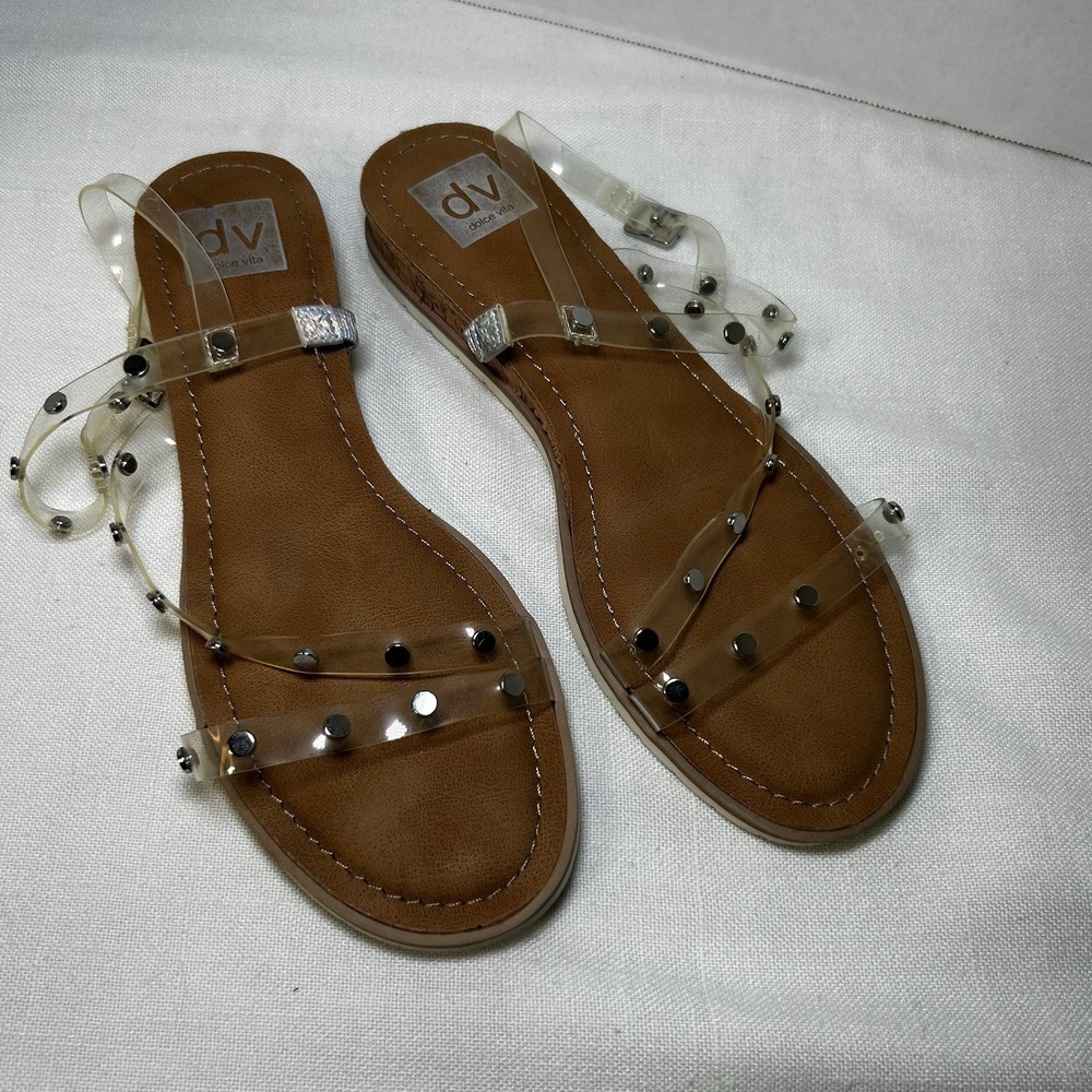 Dolceβ Vita DV Sandals size 9 Clear Straps Buckle comfy Casual Fun